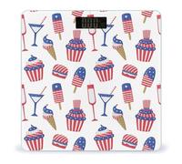 Stars and Stripes Ice Cream Print Digital Scales for Body Weight - Bright LCD Display Digital Weight Scales Bathroom with Automatic Power On/Off - Sturdy Tempered Glass Surface