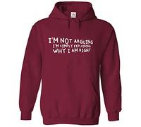 Stars and Stripes I'm Not Arguing I'm Simply Explaining Why I am Right Unisex Classic Adults Pullover Hoodie (M, Wine)