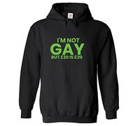 Stars and Stripes I'm Not Gay But £20 Is £20 Unisex Adults Pullover Hoodie (L, Black)