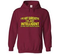 Stars and Stripes I'm Not Sarcastic I'm Just Intelligent Beyond Your Understanding Classic Unisex Adults Pullover Hoodie (XL, Wine)