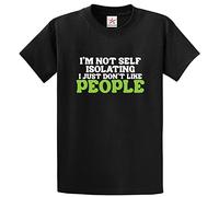 Stars and Stripes I'm Not Self Isolating I Just Don't Like People Classic Unisex Adults T-Shirt for Introverts(M, Black)