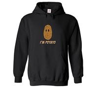 Stars and Stripes I'm Potato Funny Classic Unisex Kids Pullover Hoodie (2XS, Black, 9_11 Years)