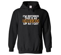Stars and Stripes I'm Retired This Is As Dressed Up As I Get Unisex Adults Pullover Hoodie (S, Black)