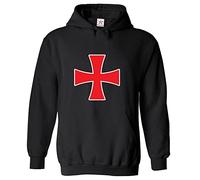 Stars and Stripes Iron Cross Red Knight Crusade Historic Unisex Adult Pullover Hoodie (XL, Black)