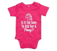 Stars and Stripes Is It Too Soon To Ask For A Pony? Cute Baby Vest Funny Unisex Baby Romper(Fuchsia, 0/3 Months)