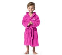 Stars and Stripes Kids Custom Text Embroidered 100% Soft Organic Terry Cotton Quick Dry Dressing Gown Personalized Luxury Towel Hooded Bathrobe(Fuchsia, YMedium)