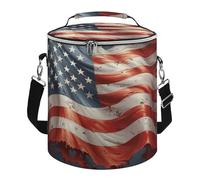 Stars and Stripes Lunch Bag, 15L Portable Leakproof Picnic Basket with Shoulder Strap, Insulated Picnic Cooler Bag for Camping, Beach, Hiking & Groceries