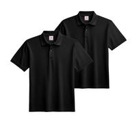 Stars and Stripes Men’s 2-Pack Plain Pique Adult Short Sleeve Sports Golf Casual Athletic Workout Polo Shirt(Black, 4XL)