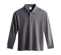 Stars and Stripes Men’s Plain Pique Pro Long-Sleeve Fitness Sports Golf Casual Polo T-Shirt(Solid Grey, XL)