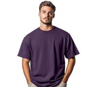 Stars and Stripes Men's 100% Cotton Oversized Short Sleeve Crew Neck Summer Baggy Dropped Shoulders Streetwear Casual Gym Athletic T-Shirt (Purple Night-2XL)