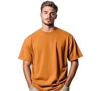 Stars and Stripes Men's 100% Cotton Oversized Short Sleeve Crew Neck Summer Baggy Dropped Shoulders Streetwear Casual Gym Athletic T-Shirt (Forg Orange-3XL)