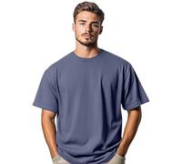 Stars and Stripes Men's 100% Cotton Oversized Short Sleeve Crew Neck Summer Baggy Dropped Shoulders Streetwear Casual Gym Athletic T-Shirt (Vintage Blue-M)