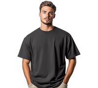 Stars and Stripes Men's 100% Cotton Oversized Short Sleeve Crew Neck Summer Baggy Dropped Shoulders Streetwear Casual Gym Athletic T-Shirt (Charcoal-XL)