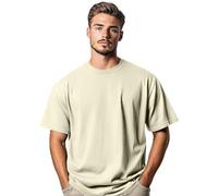 Stars and Stripes Men's 100% Cotton Oversized Short Sleeve Crew Neck Summer Baggy Dropped Shoulders Streetwear Casual Gym Athletic T-Shirt (Soft Yellow-3XL)