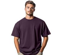 Stars and Stripes Men's 100% Cotton Oversized Short Sleeve Crew Neck Summer Baggy Dropped Shoulders Streetwear Casual Gym Athletic T-Shirt (Plum Purple-5XL)