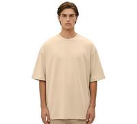 Stars and Stripes Mens Beige 100% Cotton Streetwear Oversized Loose Fit Casual Gym Baggy Dropped Shoulders T-Shirt(Beige, M)