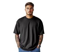 Stars and Stripes Men's Plain 100% Cotton Short Sleeve Crew Neck Oversized Loose Top Summer Workout Gym Running Dropped Shoulders Oversize T-Shirt (Deep Black -XL)