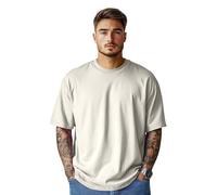 Stars and Stripes Men's Plain 100% Cotton Short Sleeve Crew Neck Oversized Loose Top Summer Workout Gym Running Dropped Shoulders Oversize T-Shirt (Natural Stone-S)