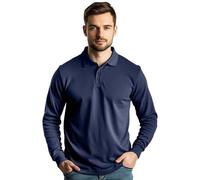 Stars and Stripes Men's Plain Pique Long Sleeve Collar Neck Summer Casual Athletic Golf Tennis Classic Polo Shirt (Navy-M)