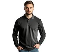 Stars and Stripes Men's Plain Pique Long Sleeve Collar Neck Summer Casual Athletic Golf Tennis Classic Polo Shirt (Black-XXXXL)