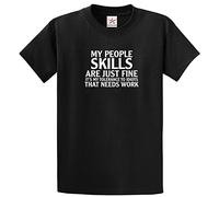 Stars and Stripes My People Skills are Just Fine It's My Tolerance to Idiots That Needs Work Unisex Adults T-Shirt(XXL, Black)