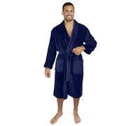 Stars and Stripes Navy Blue 100% Egyptian Cotton Unisex Dressing Gown Super Soft Luxury Velour Towelling Terry Body Wrap Spa Hotel Sleepwear Bathrobe(Navy Blue,S/M)