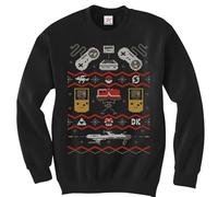 Stars and Stripes Old School Inspired Christmas Sweater Ugly Xmas Winter Jumper Festive Unisex Mens Ladies Gamer Sweatshirt(Black, M)