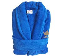 Stars and Stripes Personalised 100% Luxury Velour Cotton Crown Royal Blue Bathrobe, Soft Spa & Hotel quality Unisex Robe for Couples With Your Custom Text Embroidery (Royal, S-M)