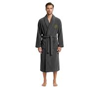 Stars and Stripes Personalised Engraved Monogram Font Bathrobe - Customised Embroidered Initial Luxury Dressing Gown - Unisex Hotel Quality Spa Robe (Grey, S-M)