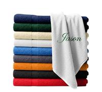 Stars and Stripes Personalised Name Logo Towel - Custom Embroidered Text Logo Bath Hand Face Towels - Bathroom Gym Salon Spa Hotel (White, Hand Towel)