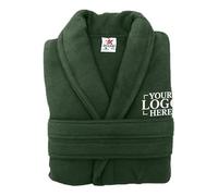 Stars and Stripes Personalised Your Custom Logo 100% Terry Cotton Soft Bathrobe - Custom Embroidered Text or Initials - Unisex Luxury Hotel-Quality Robe (Green, L-XL)
