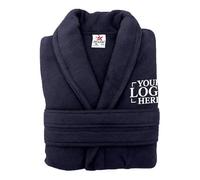 Stars and Stripes Personalised Your Custom Logo 100% Terry Cotton Soft Bathrobe - Custom Embroidered Text or Initials - Unisex Luxury Hotel-Quality Robe (Navy, L-XL)
