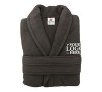 Stars and Stripes Personalised Your Custom Logo 100% Terry Cotton Soft Bathrobe - Custom Embroidered Text or Initials - Unisex Luxury Hotel-Quality Robe (Grey, L-XL)
