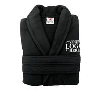 Stars and Stripes Personalised Your Custom Logo 100% Terry Cotton Soft Bathrobe - Custom Embroidered Text or Initials - Unisex Luxury Hotel-Quality Robe (Black, L-XL)