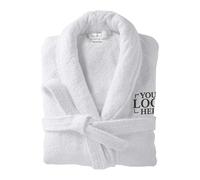 Stars and Stripes Personalised Your Custom Logo 100% Terry Cotton Soft Bathrobe - Custom Embroidered Text or Initials - Unisex Luxury Hotel-Quality Robe (White, S-M)