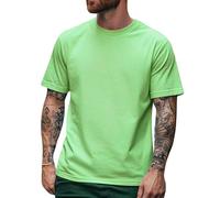 Stars and Stripes Plain 100% Rich Soft Organic Cotton Short Sleeve Tee Mint Green Premium Round Neck Casual T-Shirt(Mint, 2XL)