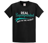 Stars and Stripes Real Supergrandad Best in The World Classic Mens Adults T-Shirt for Grand Dad(M, Black)