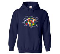 Stars and Stripes Rubix Math Rubik Cube Solving Problem Retro Funny Vintage Unisex Adults Hooded Jumper (L, Navy)
