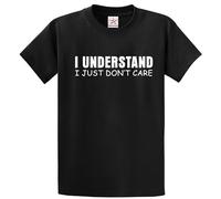 Stars and Stripes Sarcastic I Understand I Just Don't Care Sarcasm Funny Slogan Humor Adult T-Shirt(Black, S)