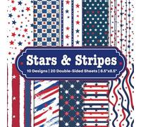 Stars and Stripes Scrapbook Paper Craft Pad: 10 American Designs, 20 Double-Side Sheets Printed on 8.5"x8.5" Size Paper With Premium Color. Great for ... Collage, Cardstock, Decoupage Etc.