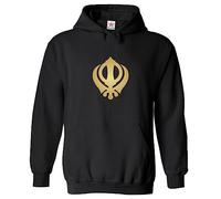 Stars and Stripes Sikh Khanda Warrior Code Khalsa Religion Symbol Print Unisex Kids Pullover Hoodie (2XS, Black, 9_11 Years)