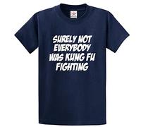 Stars and Stripes Surely Not Everybody was Kung Fu Fighting Sarcastic Classic Unisex Adults T-Shirt for Karate Fans(L, Navy)
