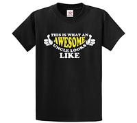 Stars and Stripes This is What an Awesome Uncle Looks Like Classic Mens Adults T-Shirt for Uncles(L, Black)