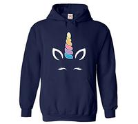 Stars and Stripes Unicorn Head Classic Unisex Adults Pullover Hoodie (XXL, Navy)