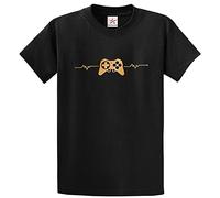 Stars and Stripes Video Game Controller with Heart Beat Classic Unisex Adults T-Shirt for Gaming Lovers(S, Black)