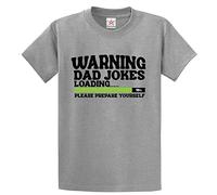 Stars and Stripes Warning Dad Jokes Loading Please Prepare Yourself Adults T-Shirt(XXL, Heather Grey)
