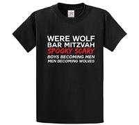 Stars and Stripes were Wolf Bar Mitzvah Spooky Scary Boy Becoming Men Becoming Wolves Funny Qoute Festival Celebration T-Shirt Unisex Adults T-Shirt(L, Black)