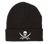 Stars and Stripes Winter Beanie Embroidery Pirate Embroidered Beanie Black