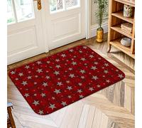 Stars Area Rug, Christmas Festive Plaid Sparkles Christmas Red Non-Slip Doormat Rectangle Print Accents Rug Entryway Bathroom Laundry Room Bedside Decor 2' X 3'