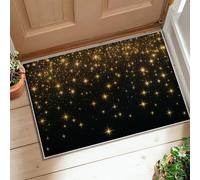 Stars Area Rug, Modern Elegant Sparkles Twinkles Winter Gold Low Pile Doormat Rectangle Throw Rug Non Shedding Entryway Bathroom Laundry Room Decor 2' X 3'
